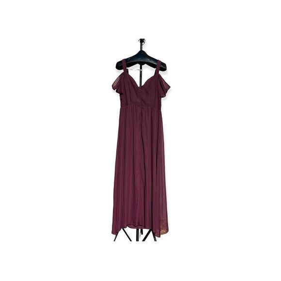 Venus Marron Sheer Cold Shoulder Formal Midi Dress size 14 - Picture 3 of 11